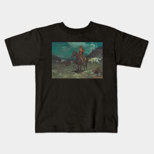 Cowboy Smoking At Night - Vintage Western American Art Kids T-Shirt